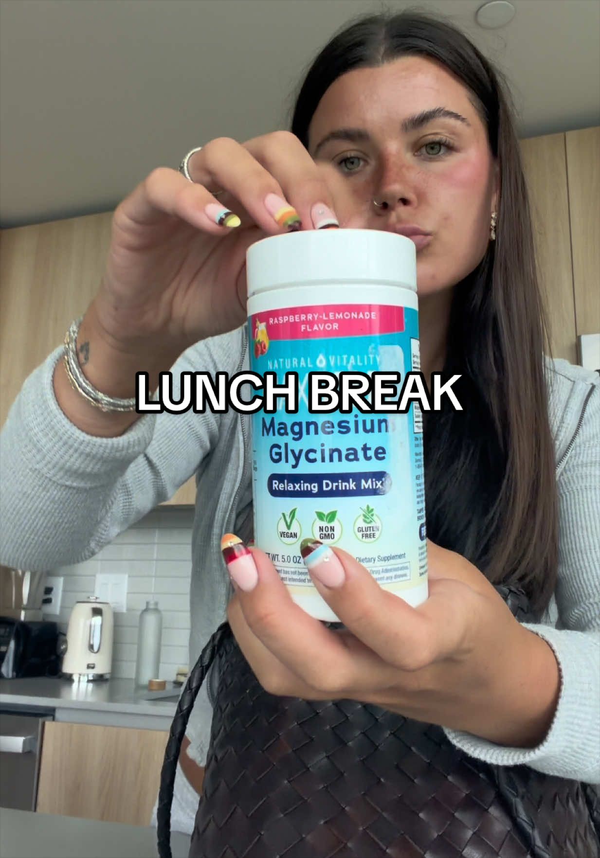 TikTok post by @liv.ingwell for Natural Vitality®. Caption reads: [...] been making a quick drink with Natural....