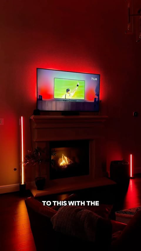 Instagram post by @erika_cullen for Philips Hue. Caption reads: [...] the lights react to every big moment.....
