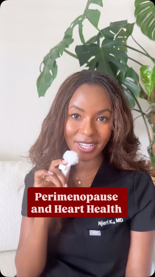 Instagram post by @njeri.md for Healthline. Caption reads: Perimenopause isn’t just about hot flashes — it’s....