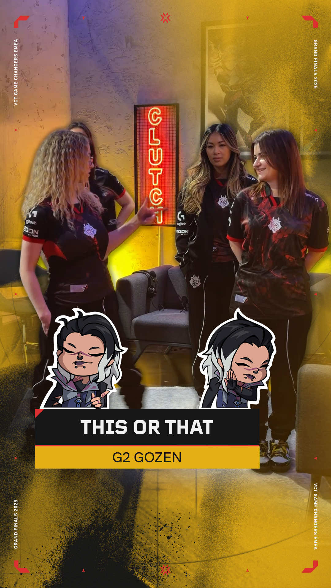 TikTok post by @valorantesportsemea for G2 Esports. Caption reads: [...] or dressed up? 🤔 This or that with @G2....