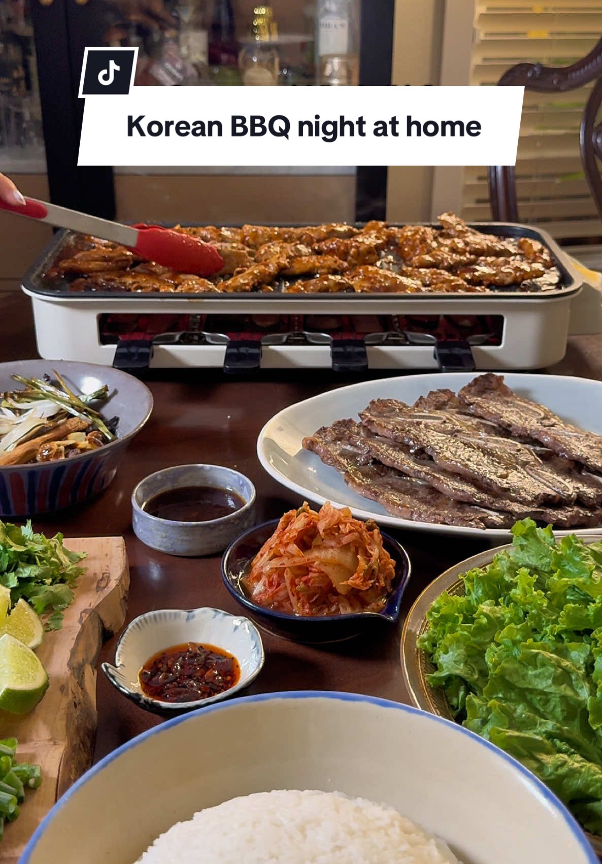 TikTok post by @michellepearlpnw for SUSTEAS. Caption reads: Korean BBQ at home with @SUSTEAS US @SUSTEAS....