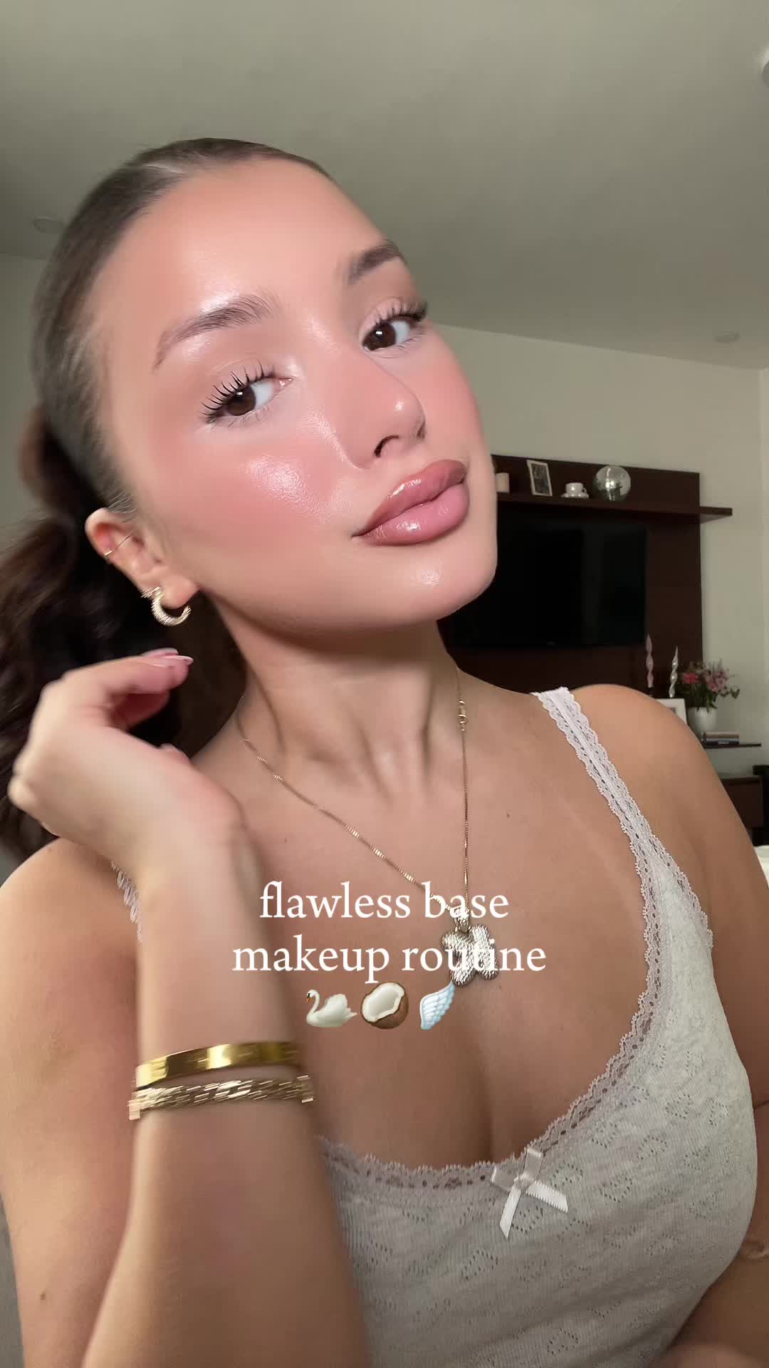 TikTok post by @kennyroog for theBalm. Caption reads: flawless makeup tut!! ig:michellerhoo 🎀⭐️ #makeup....