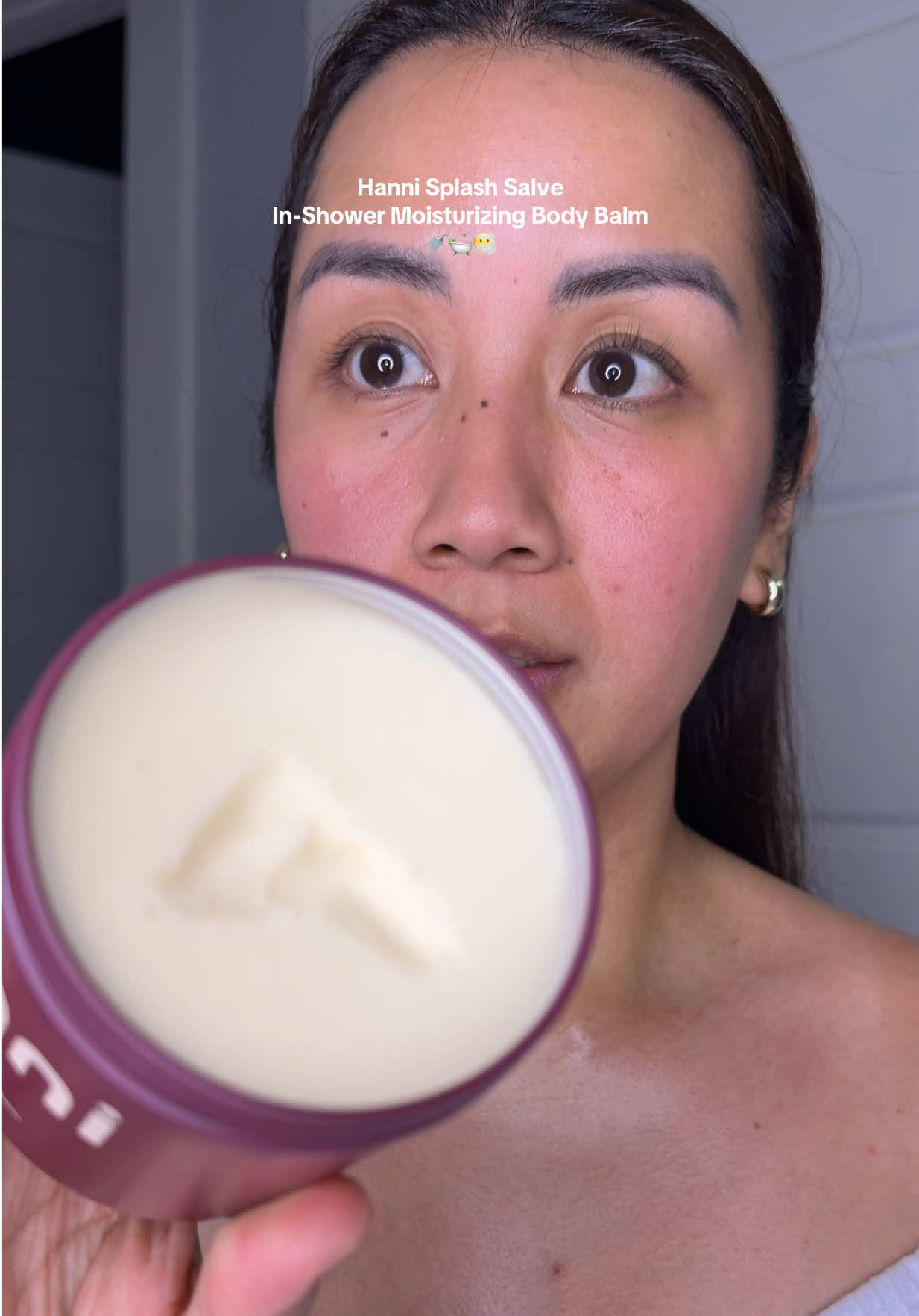 TikTok post by @christinebbbroker for Hanni Bodycare. Caption reads: The @hanni smooth splash salve is for you! If you....