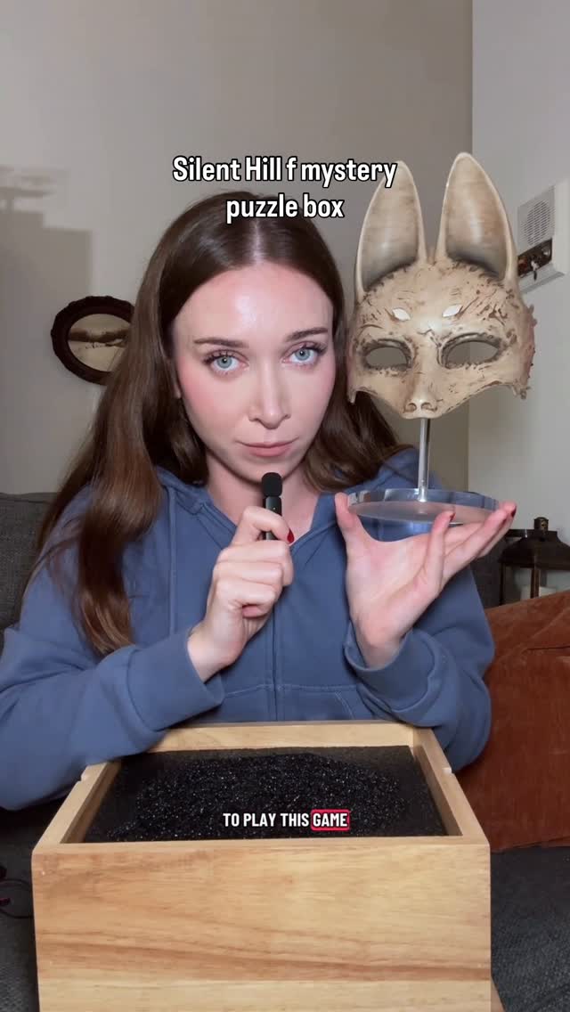 Instagram post by @angelicatrae for Konami. Caption reads: opening a mystery puzzle box for Silent Hill f.....