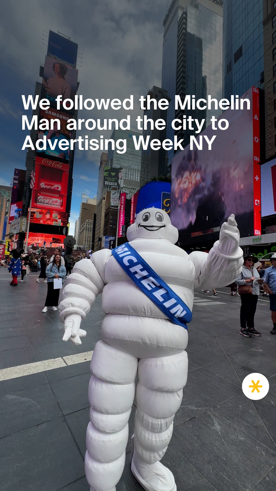 Instagram post by @michelinusa for Secret NYC. Caption reads: [🔗 IN BIO] Follow that man!🚶🛞 We spent a day in....