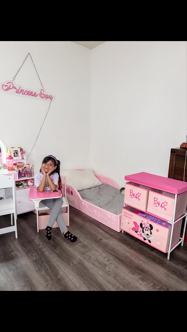 Instagram post by @princess.eva_ for Delta Children. Caption reads: [...] 3-Piece Toddler Bedroom Set from Delta....