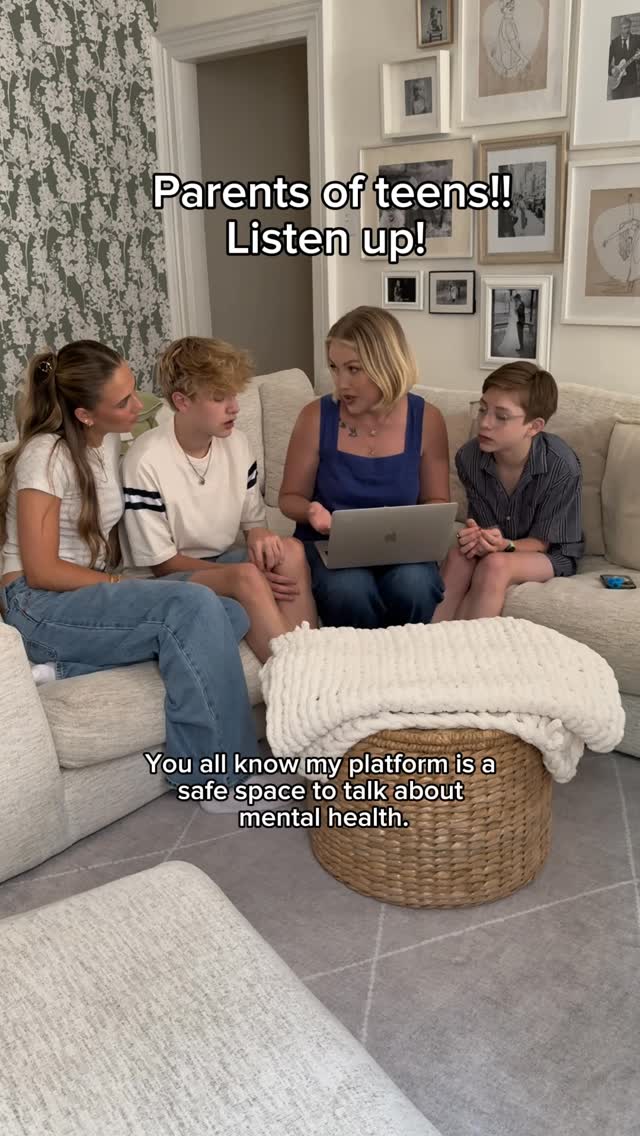 Instagram post by @lisamillerinreallife for Talkspace. Caption reads: So excited to share this with parents and teens!....