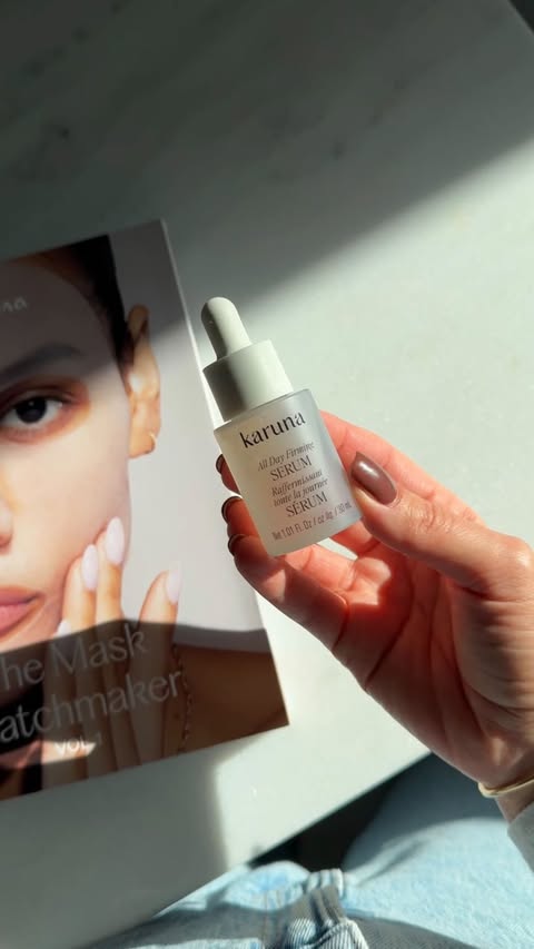 Instagram post by @__monicakim for Karuna Skin. Caption reads: For the moms who want glowy skin without a 10-step....
