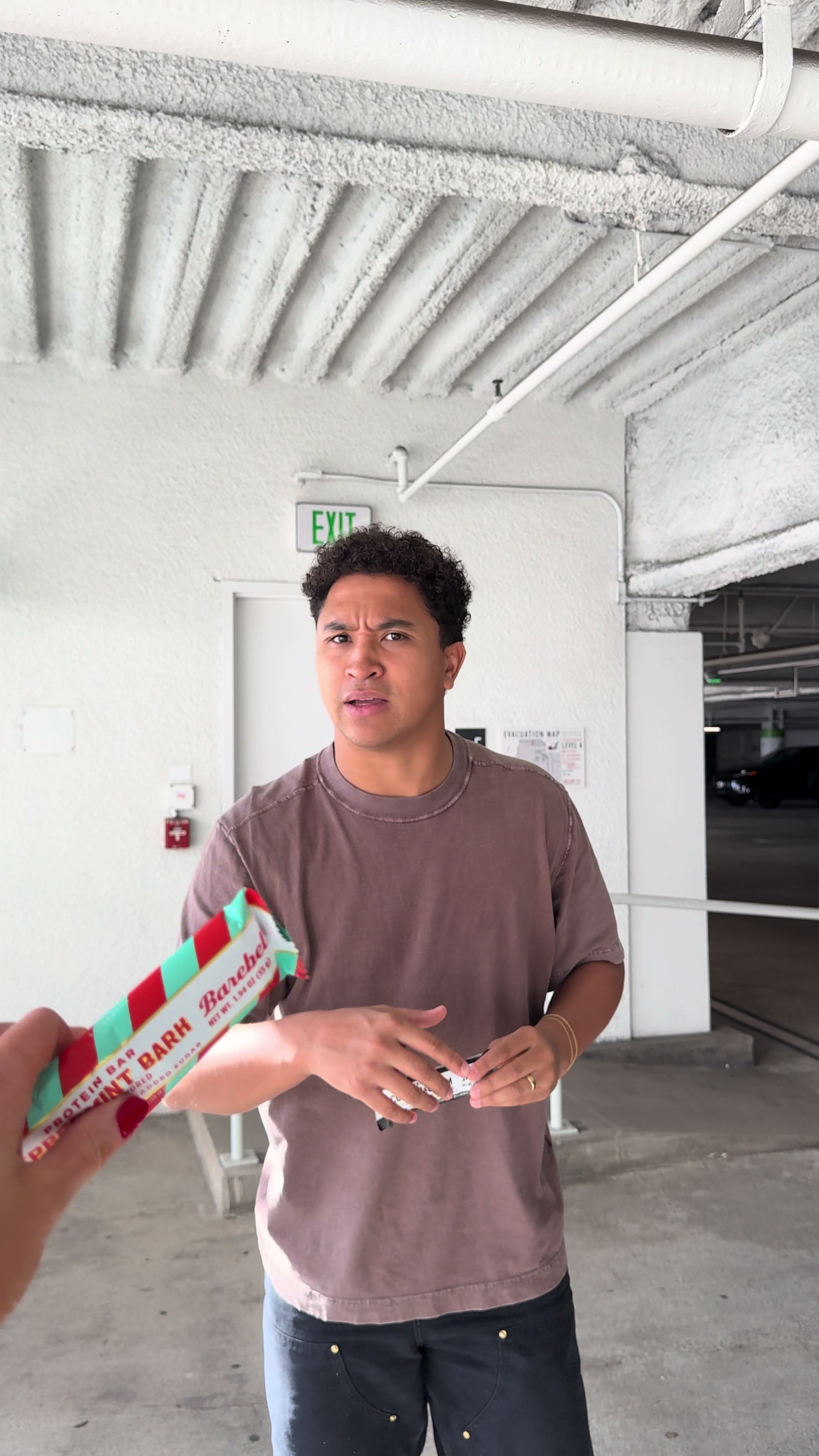 TikTok post by @brandonarmstrongg for Barebells. Caption reads: Can you tell my wife buys the clothes and I buy....