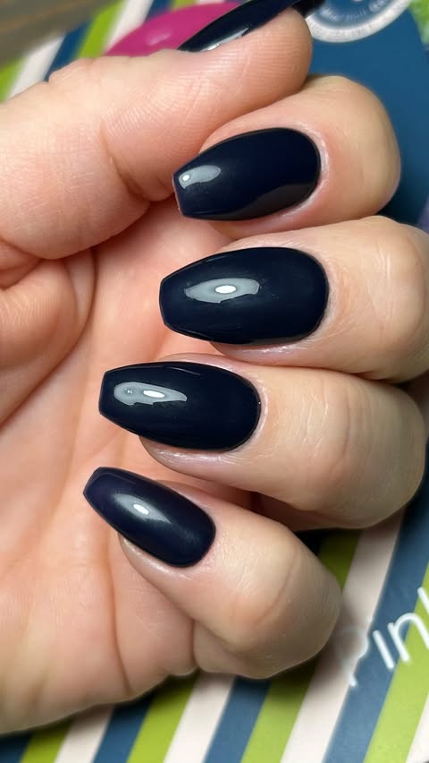 Instagram post by @maaikes_nail_boutique for Pink Gellac. Caption reads: Midnight Shadow 🌚✨.