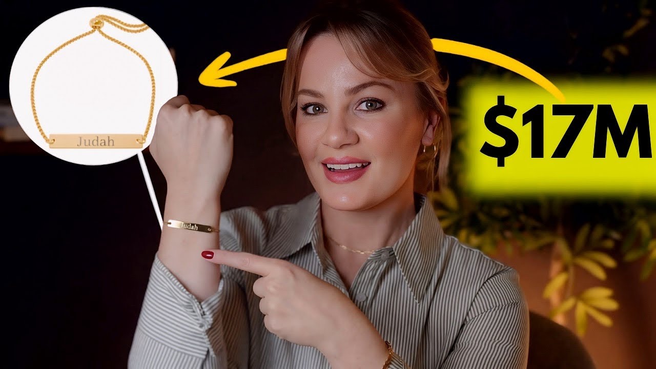YouTube post by @FinanciallyPowerful for Invideo Creators. Caption reads: The $17M Personalized Jewelry Trend (How To Start....