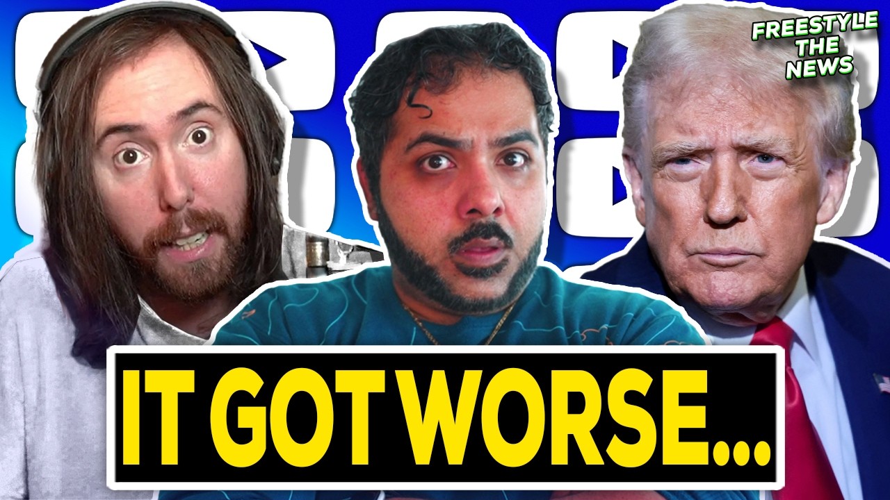 YouTube post by @ZaidTabani for DistroKid. Caption reads: Asmongold goes MASK OFF Nazi, Snap Benefits in....