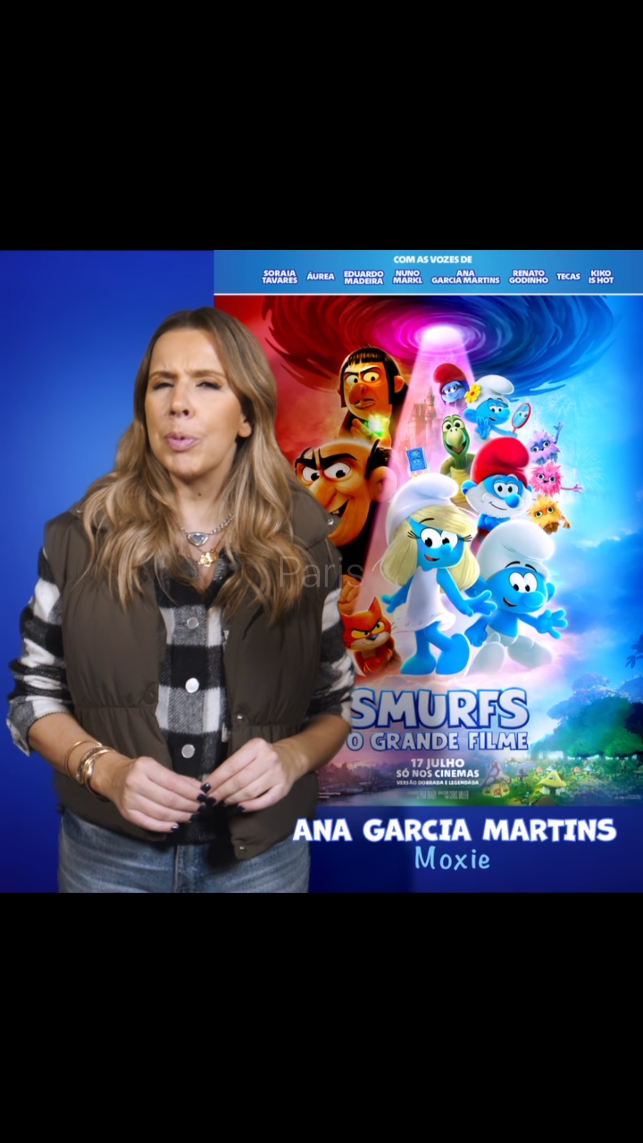 Instagram post by @apipocamaisdoce for Paramount Pictures. Caption reads: Estreia hojeeeeeee e é Smurfástico!....
