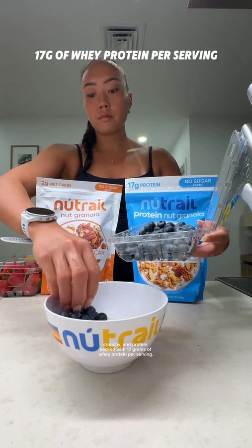 Instagram post by @meerae.moves for nūtrail. Caption reads: #ad #nutrail I can always count on @nutrail for an....