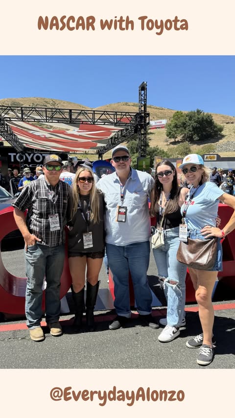 Instagram post by @everydayalonzo for Toyota USA. Caption reads: [...] smiling about NASCAR weekend with....
