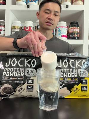 TikTok post by @j_jungy for JOCKO FUEL. Caption reads: The most affordable protein powders - @JOCKO FUEL....