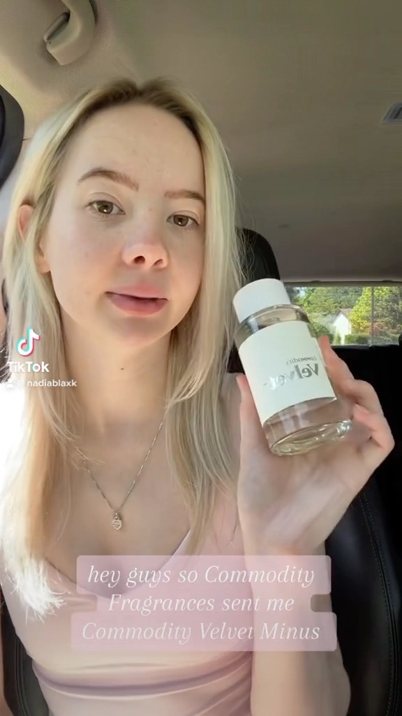 Instagram post by an influencer for Commodity Fragrances. Caption reads: [...] patchouli! #commodity #commodityfragrances....
