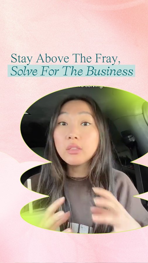 Instagram post by @mohae.jennypark for Girlboss. Caption reads: Stay above the fray, solve for the business.....