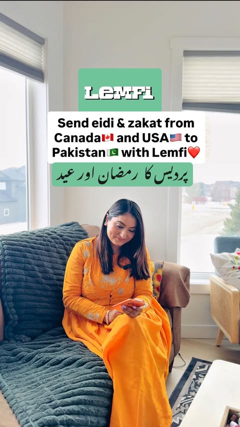 Instagram post by @desifiedcanadian for LemFi. Caption reads: [...] and Sadaqah is easier than ever with....
