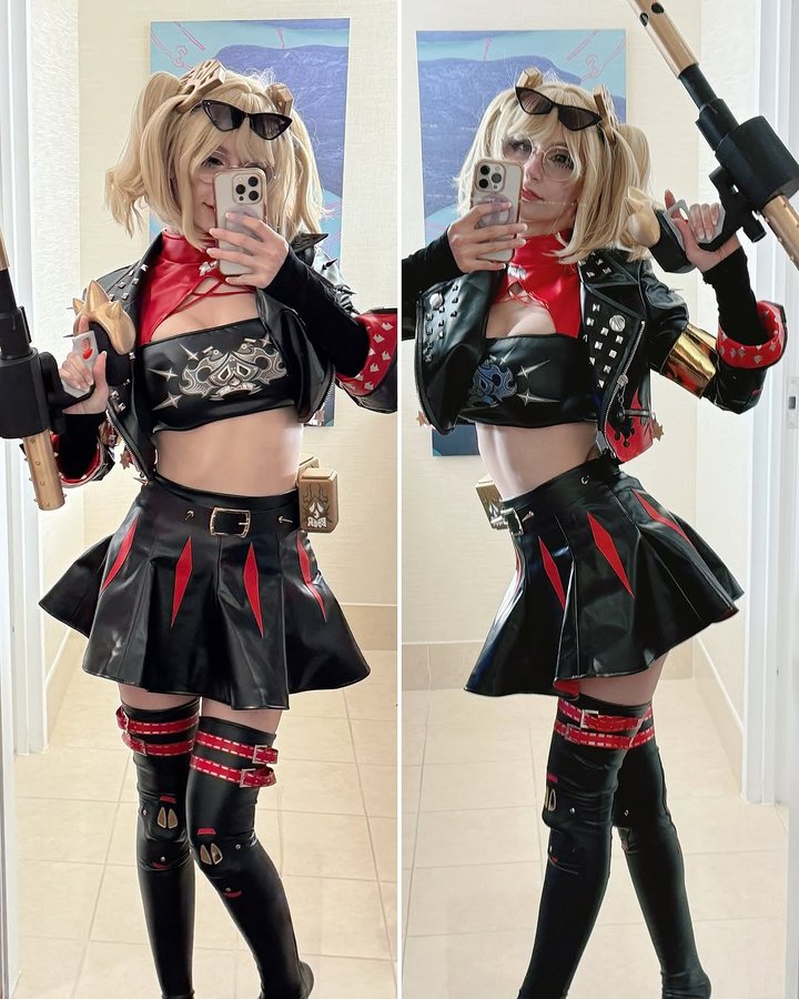 Instagram post by @purrblind for Uwowo Cosplay. Caption reads: Burnice, Burnice, GO ‼️GO ‼️🔥
Just casual pics I....