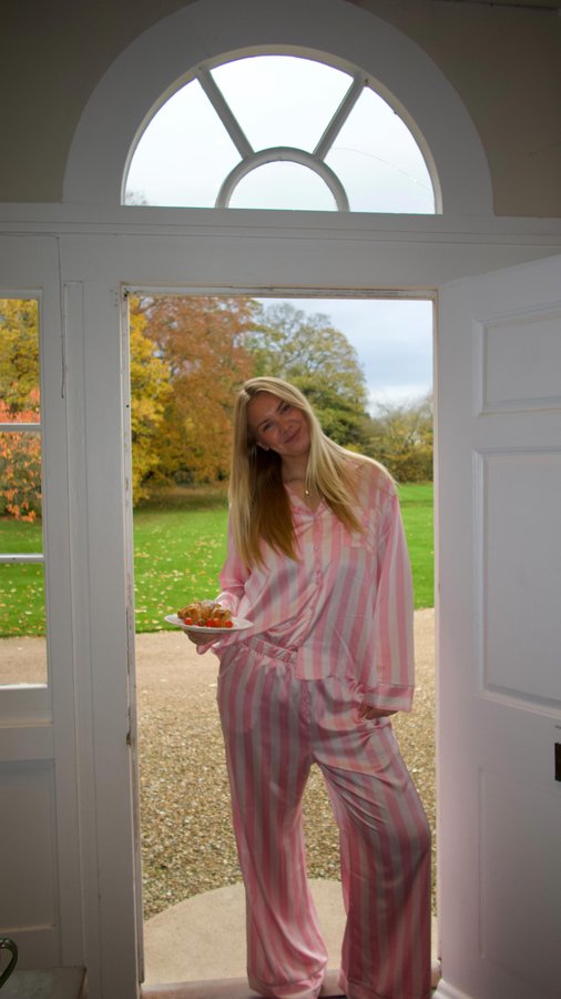 Instagram post by @brookepaintain for Boux Avenue. Caption reads: never been so cosy and never been so excited for....