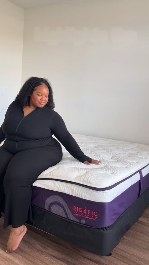 Instagram post by @meechferguson for Big Fig Mattress. Caption reads: Big girl apartment calls for a @bigfigmattress....