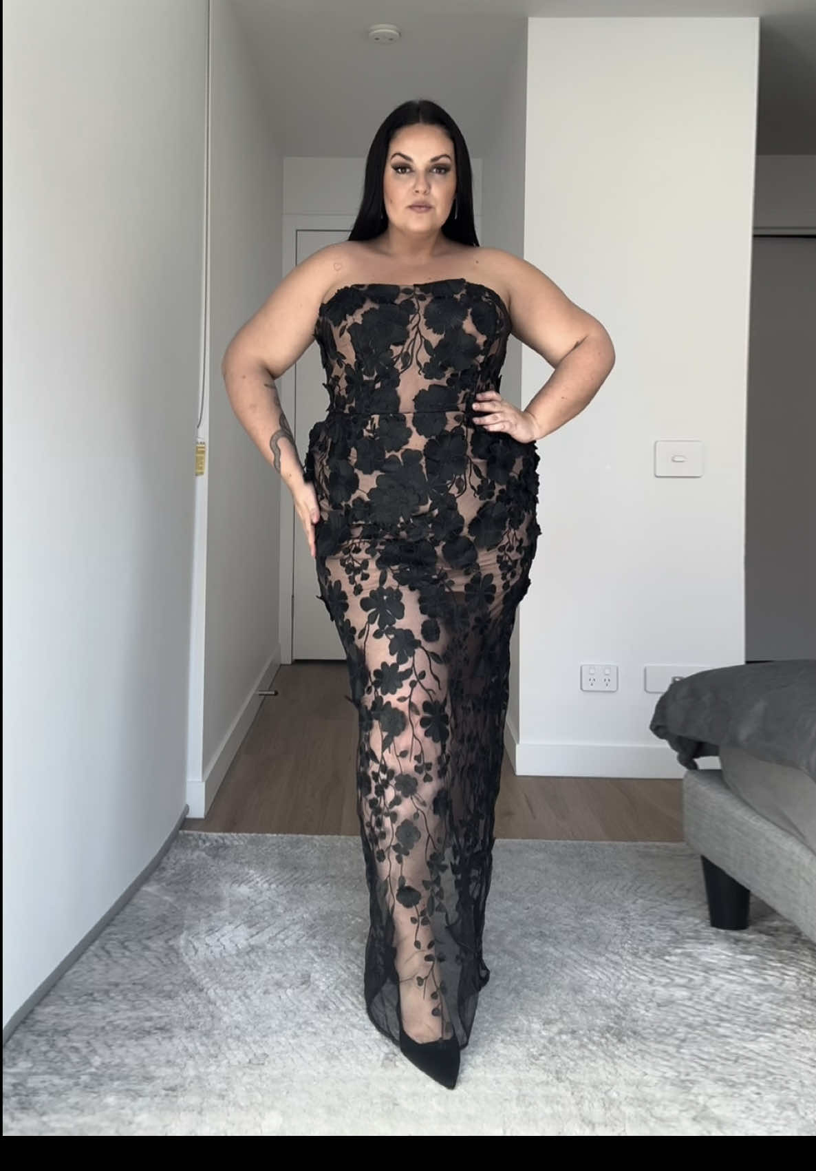 TikTok post by @chloervick for Showpo. Caption reads: A moment for the festive dresses 😍 @Showpo.....