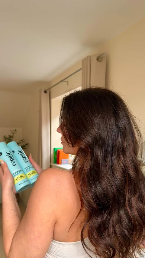 Instagram post by @mrsrebeccahobson for HASK. Caption reads: [...] myself some new shampoo and condition,....