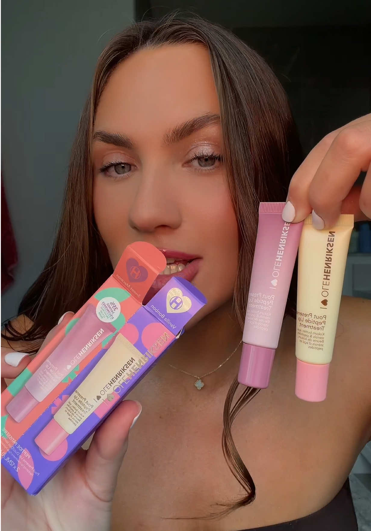 TikTok post by @daniellamagee for OLEHENRIKSEN. Caption reads: NEW @Olehenriksen lippie duo!!! How cute is [...].