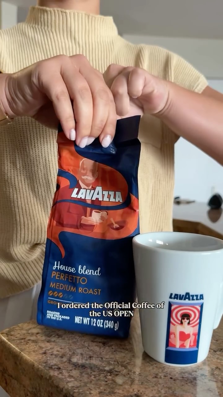 Instagram post by @gabulous_gabs for Lavazza USA. Caption reads: A taste of the US OPEN with the Official Coffee....