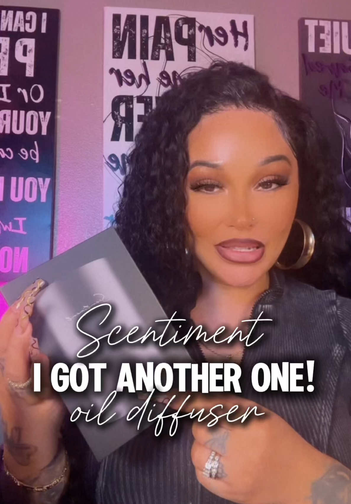 TikTok post by @queenc_707 for Scentiment. Caption reads: Scentiment Oil diffuser mini is a 10/10!! Favorite....