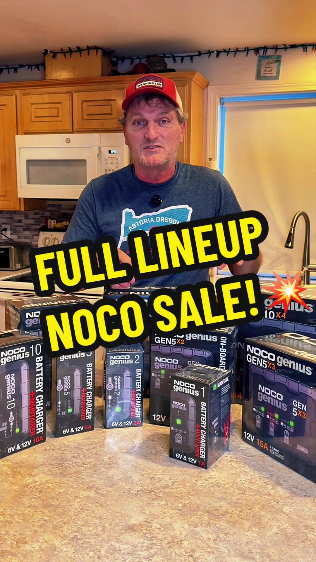 TikTok post by @truckintoby for Noco. Caption reads: The full line of NOCO Genius chargers is on sale.....