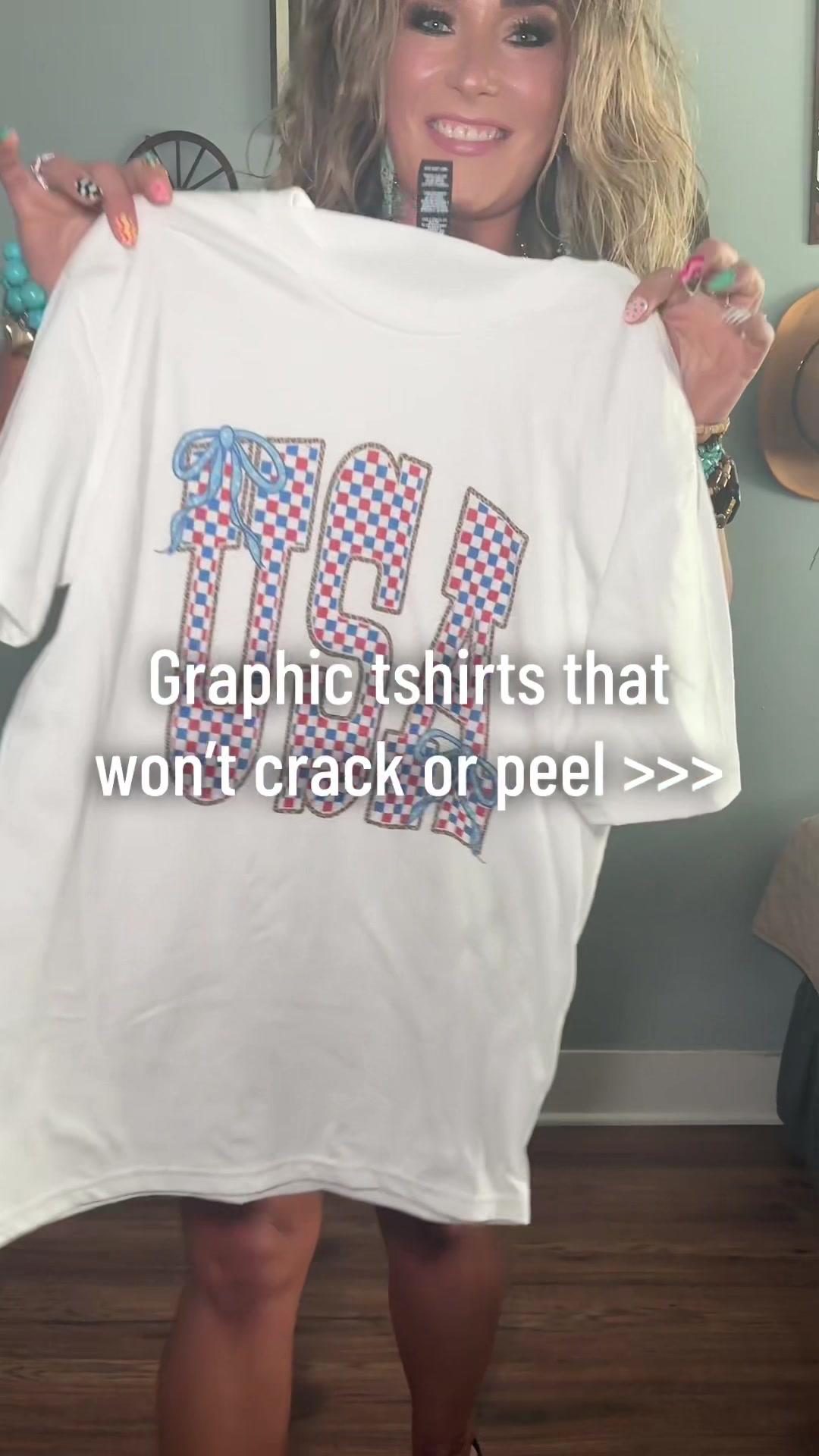 TikTok post by @youseekait_style for PartyOnShop. Caption reads: [...] the BEST quality graphic tshirts from....