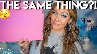 YouTube post by @SubscriptionSisters for Jeffree Star Cosmetics. Caption reads: Jeffree Star MYSTERY BOX 2025 | TRAVEL HAND MIRROR....