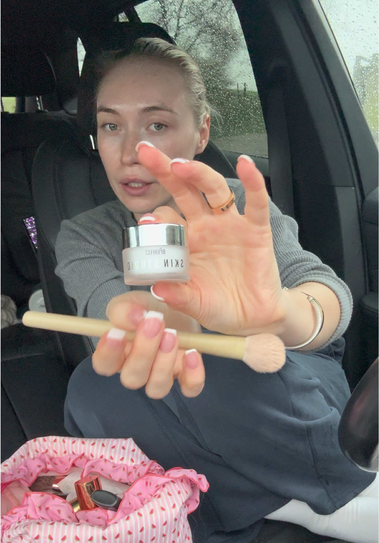 TikTok post by @saraleelittle for BPerfect Cosmetics. Caption reads: Putting yous in the know while Andrew feeds the....