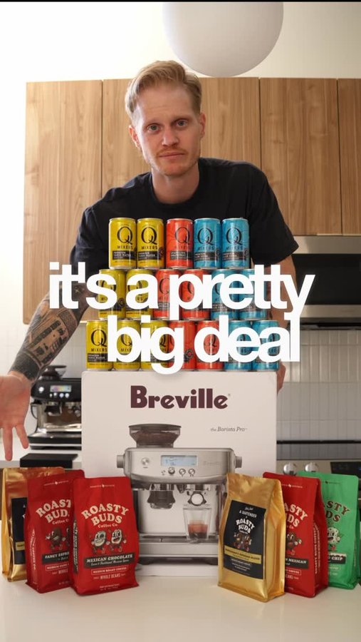 Instagram post by @roastybuds for Q Mixers. Caption reads: [...] giveaway—and it’s mountainous. #ad |....