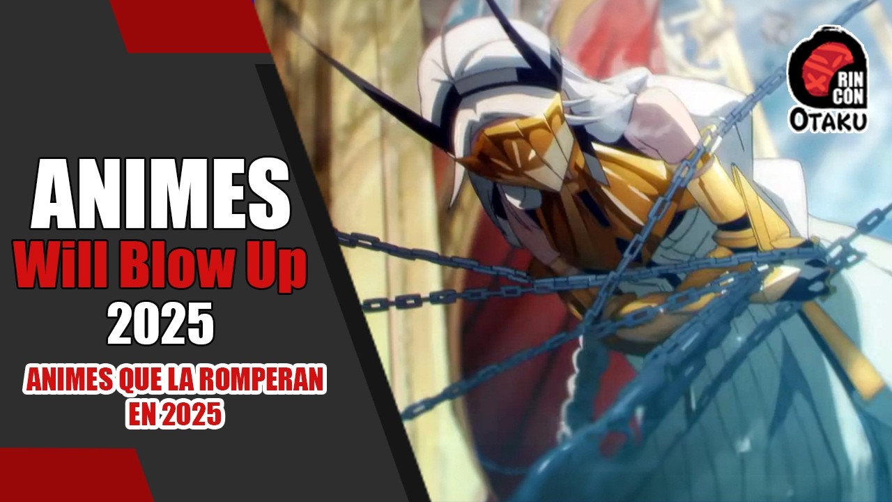 YouTube post by @RinconOtaku for Fiverr. Caption reads: Los MEJORES animes MÁS ESPERADOS de 2025 que debes....