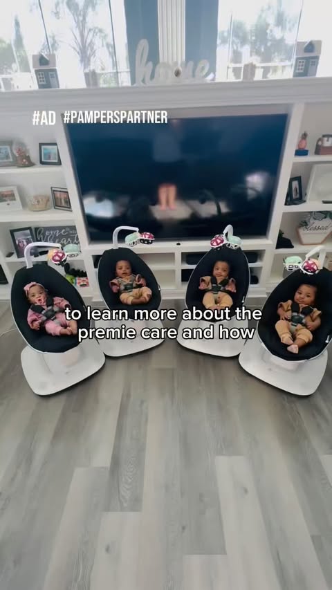 Instagram post by @rctolver for Pampers. Caption reads: #AD #PampersPartners My quadruplets were born at....