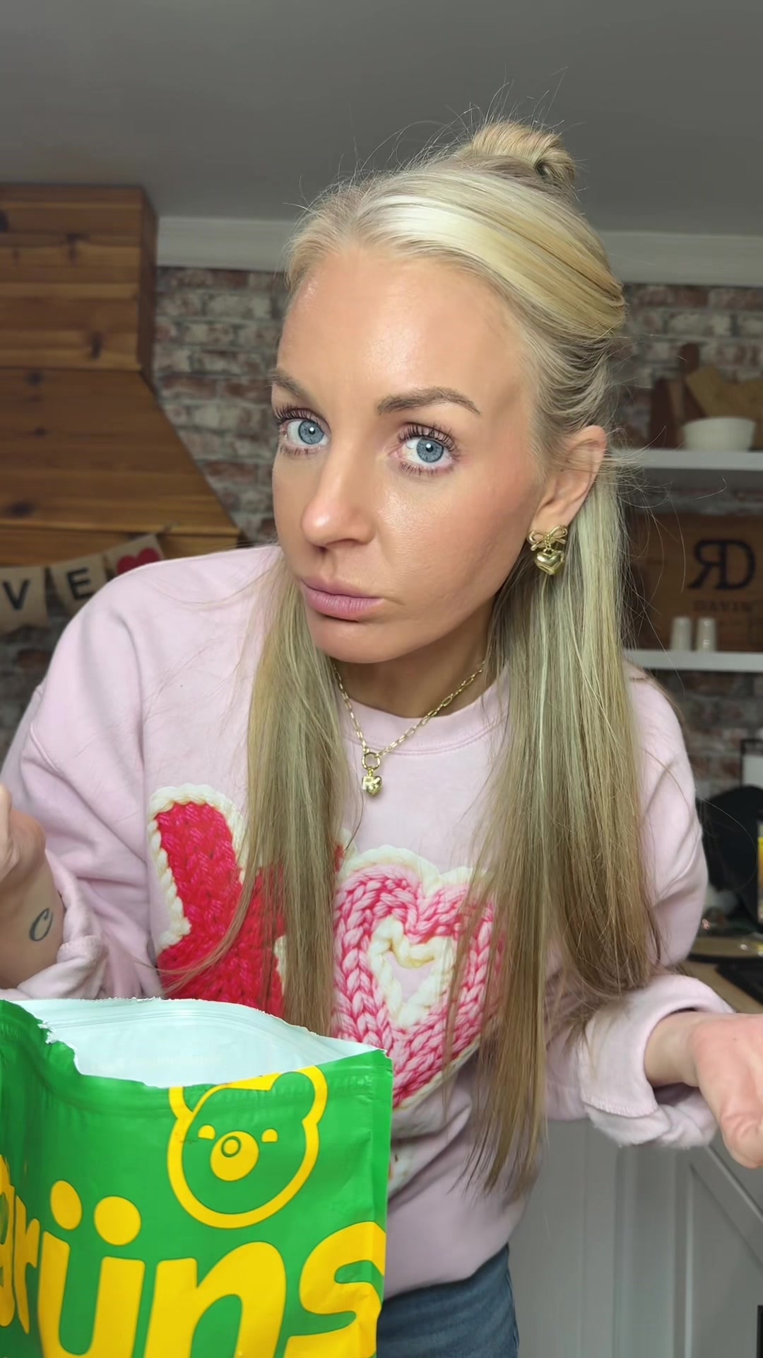 TikTok post by @thebluntblondekd for Grüns. Caption reads: [...] folks! These are APPROVED 🥳 #vegan @Grüns....