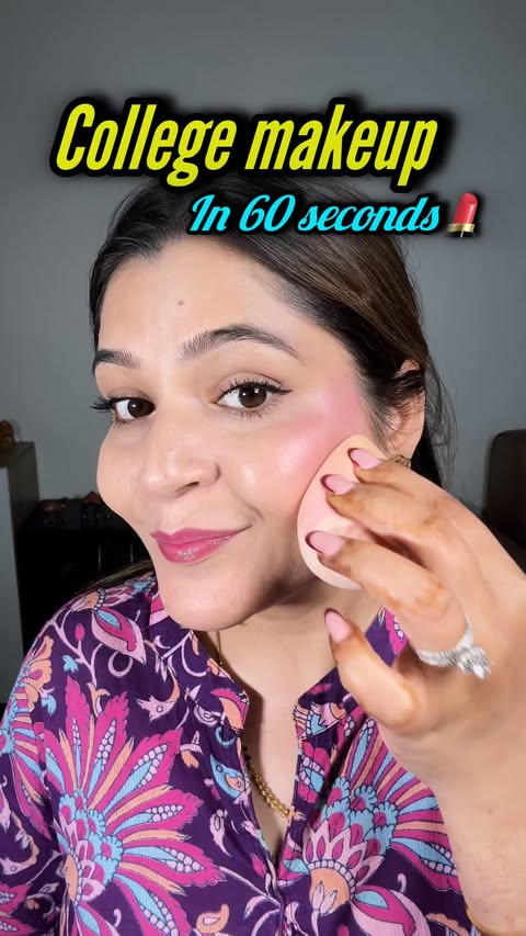 Instagram post by @pulsingglambyprerna for Praush Beauty. Caption reads: 📌Quick college makeup step by step in 60....