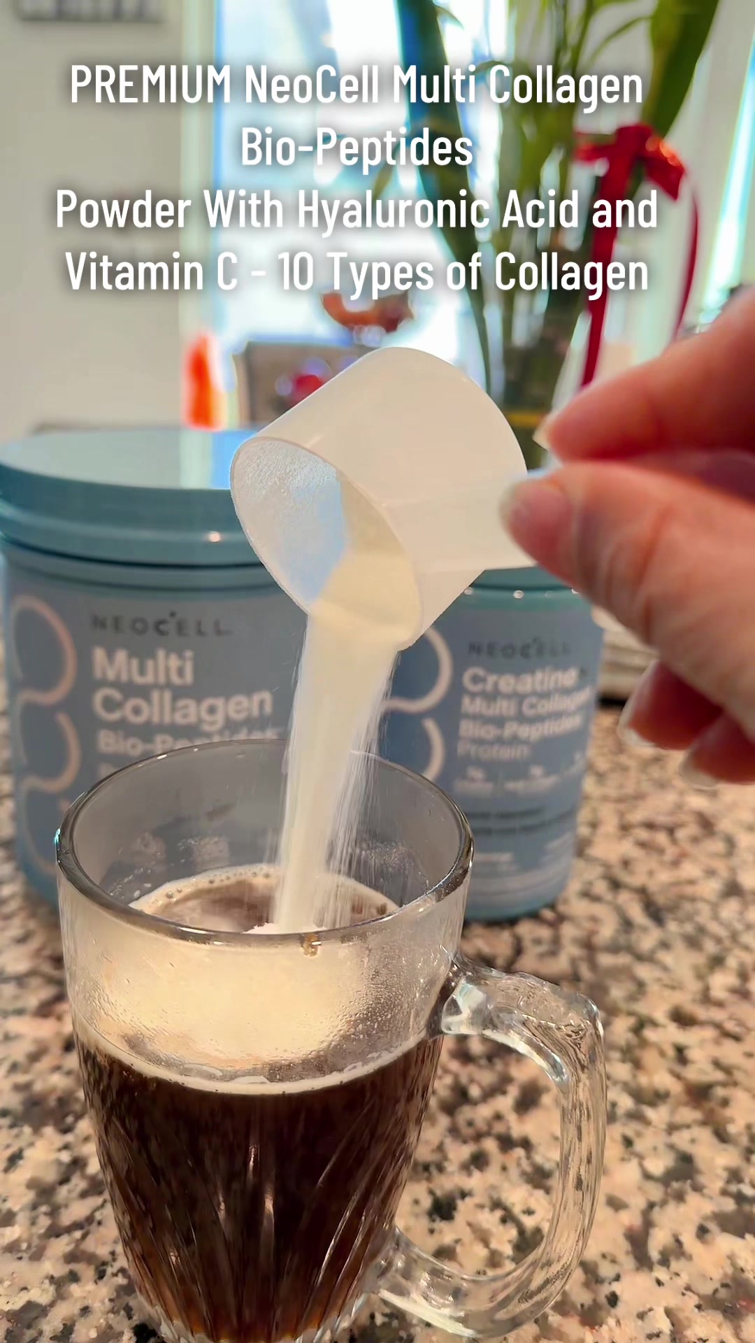 TikTok post by @lax5849 for NeoCell. Caption reads: PREMIUM NeoCell Multi Collagen Bio-Peptides Powder....