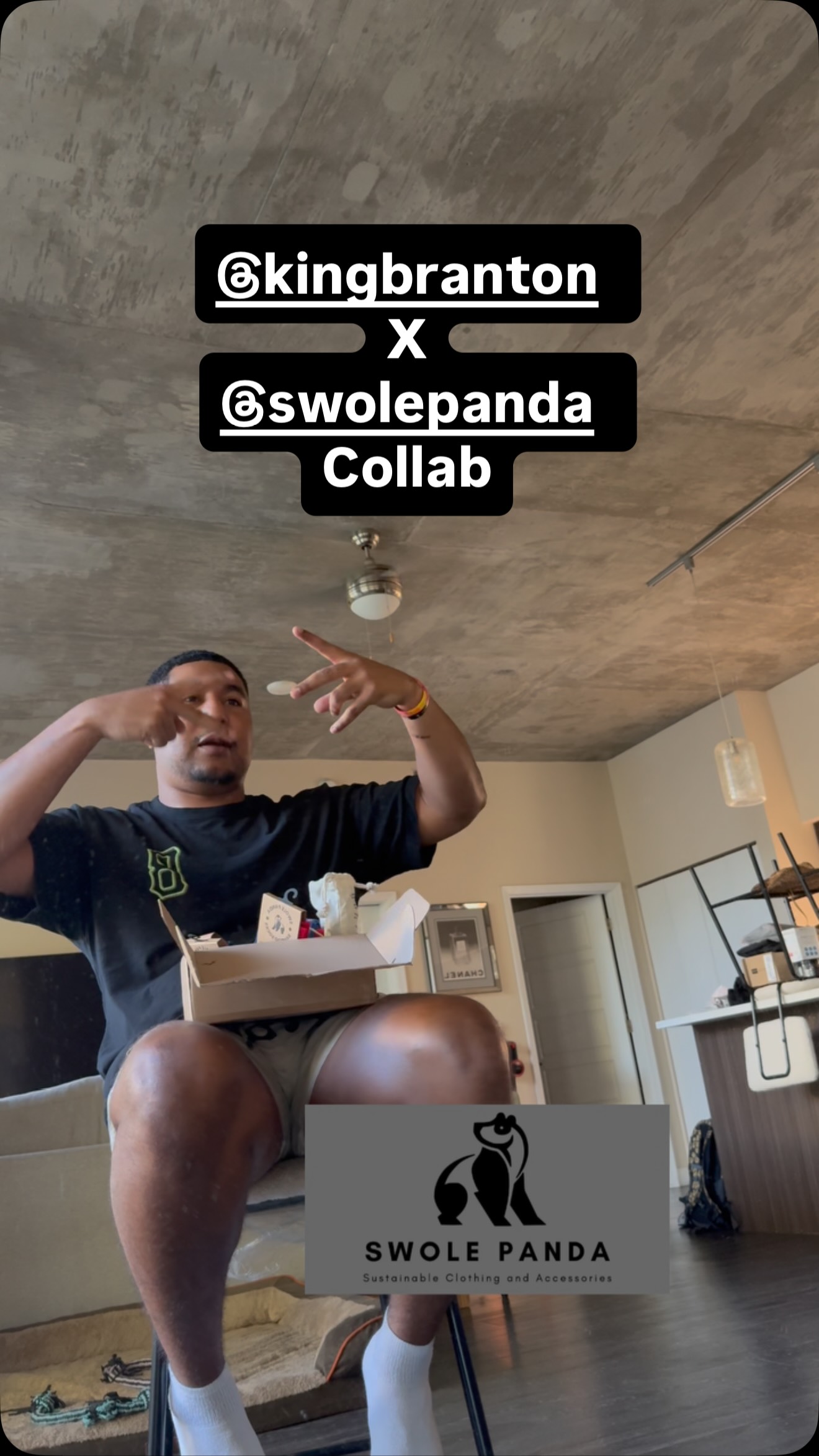 Instagram post by @kingbranton for Swole Panda. Caption reads: Thank you @swole_panda for the care package! 📦....