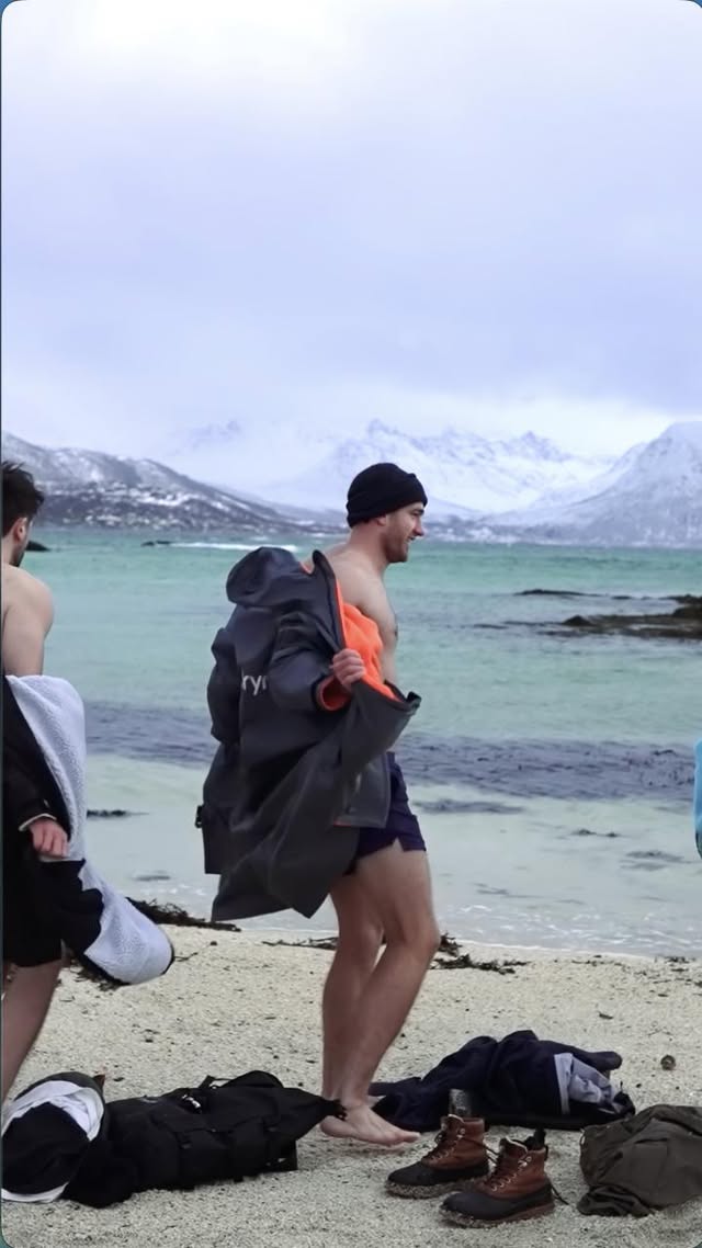 Instagram post by @becomenorwegian for dryrobe. Caption reads: ‘There’s no bad weather, only bad clothes.’ We....