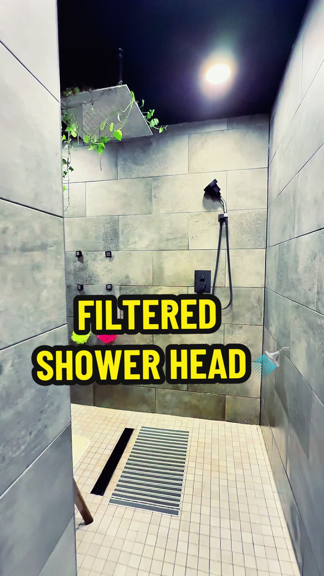 TikTok post by @nelsonthedonkey for Eskiin. Caption reads: [...] #filteredshowerhead #showerhead #shower....