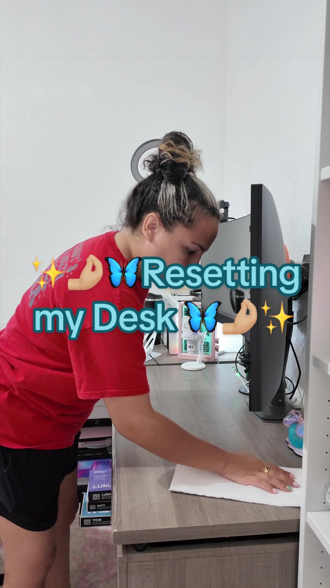 TikTok post by @wfhwithnance for Quntis. Caption reads: [...] mat, butterfly wrist rests, and a new....