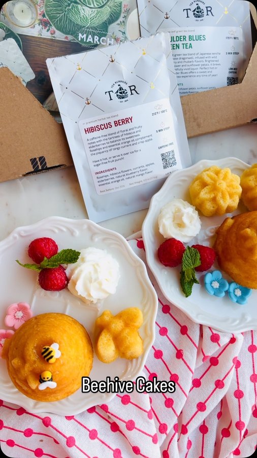 Instagram post by @aperfectfeast for Tea Runners. Caption reads: Sweet meets floral with my Mini Vanilla Beehive....