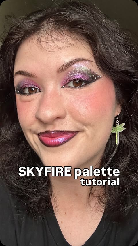 Instagram post by @glamgio_nyc for HALF MAGIC. Caption reads: [...] Skyfire eyeshadow palette @halfmagicbeauty x....