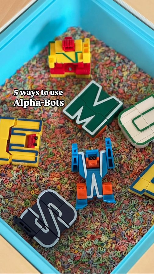 Instagram post by @playbakecreate for Lakeshore Learning. Caption reads: [...] Alpha-Bots⁠
⁠
I finally put these....