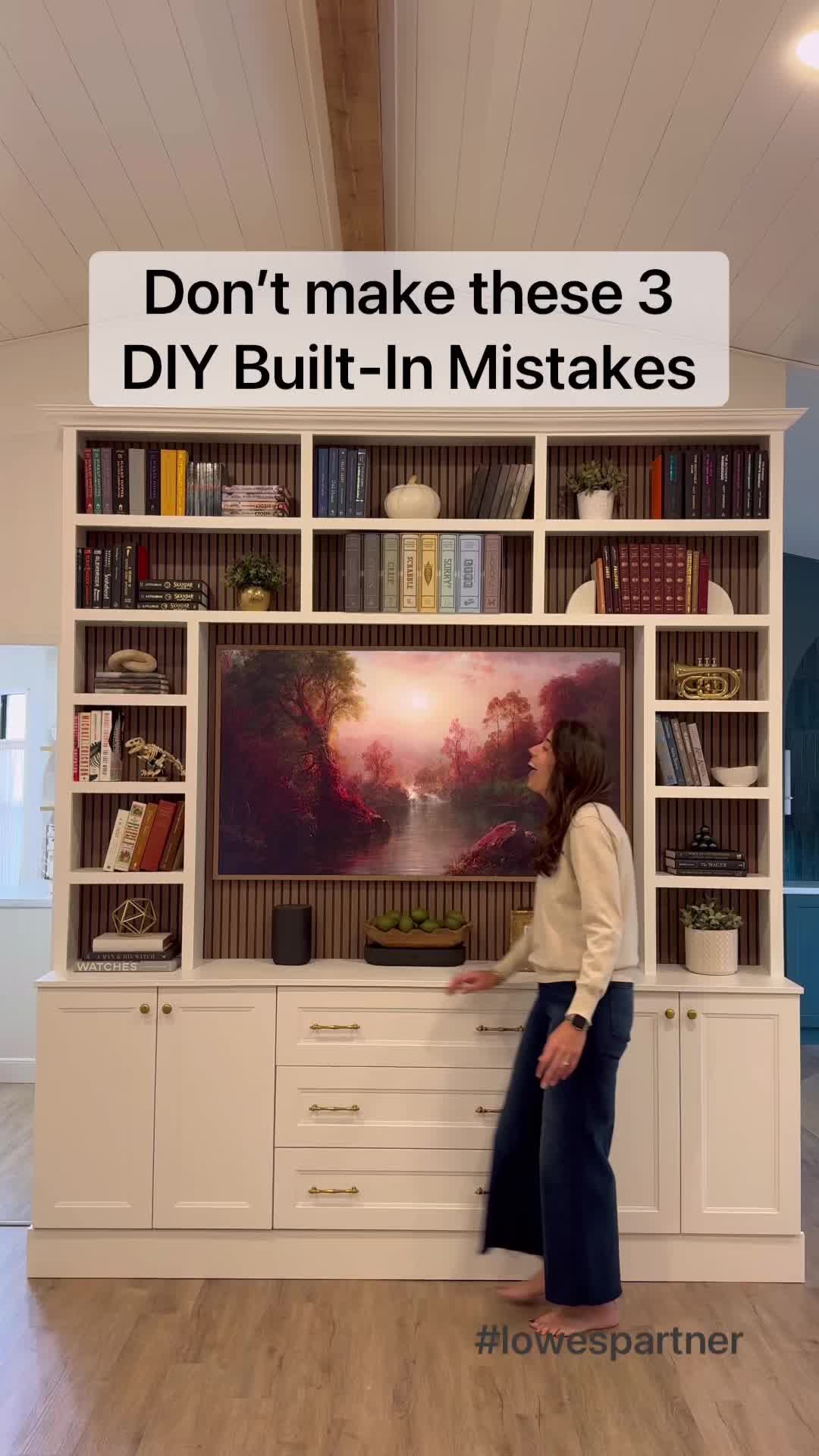 TikTok post by @delancey.diy for Lowe's. Caption reads: #ad Don’t make these three mistakes when adding....
