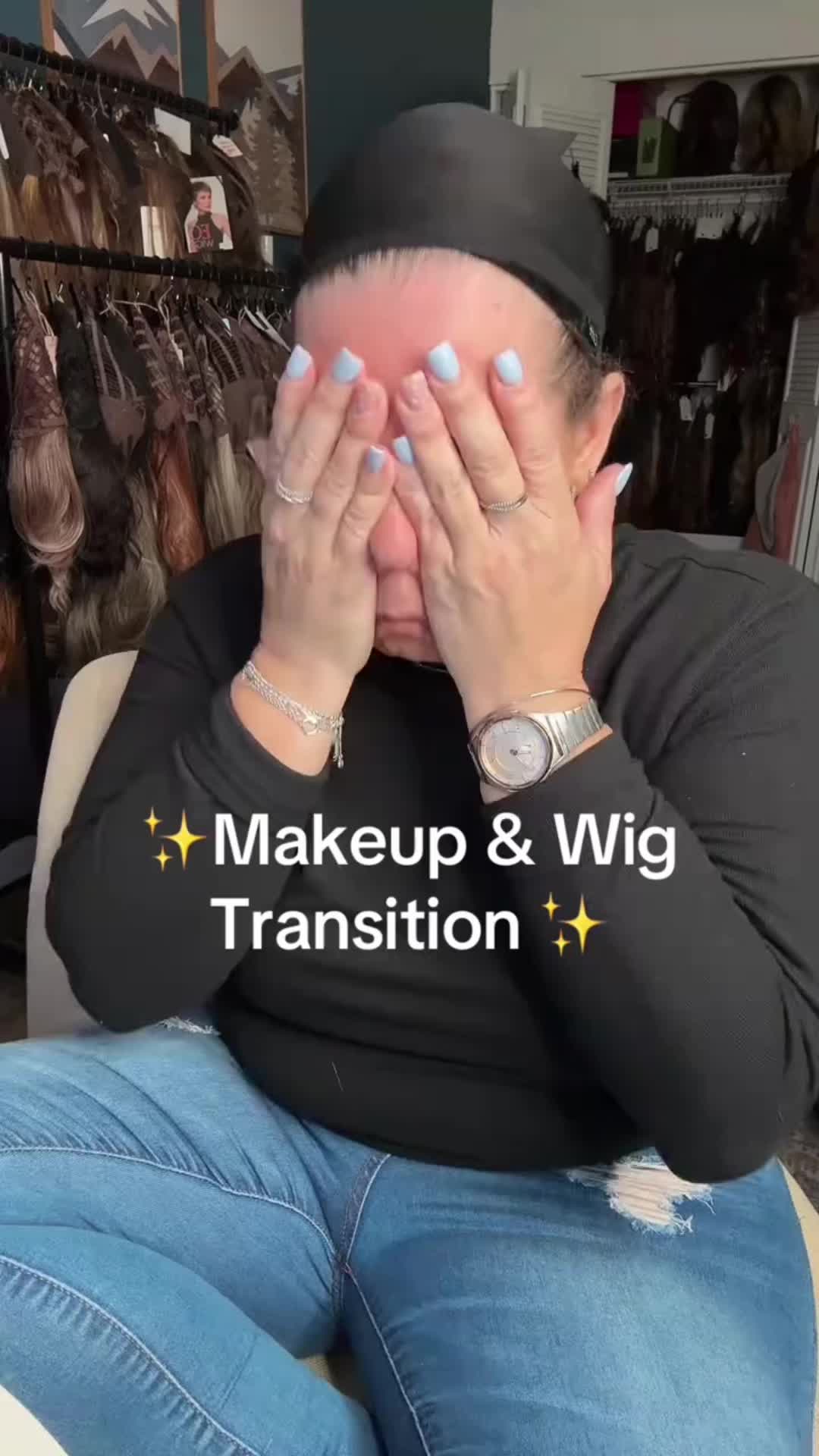TikTok post by @frankies.life.in.wigs for Chelsey Smith Cosmetics. Caption reads: I have Rubie in 3 colors!! She is my pick for a....